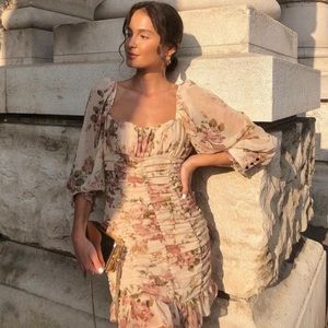 ZARA DRAPED PRINT RUFFLED MINI DRESS size XS